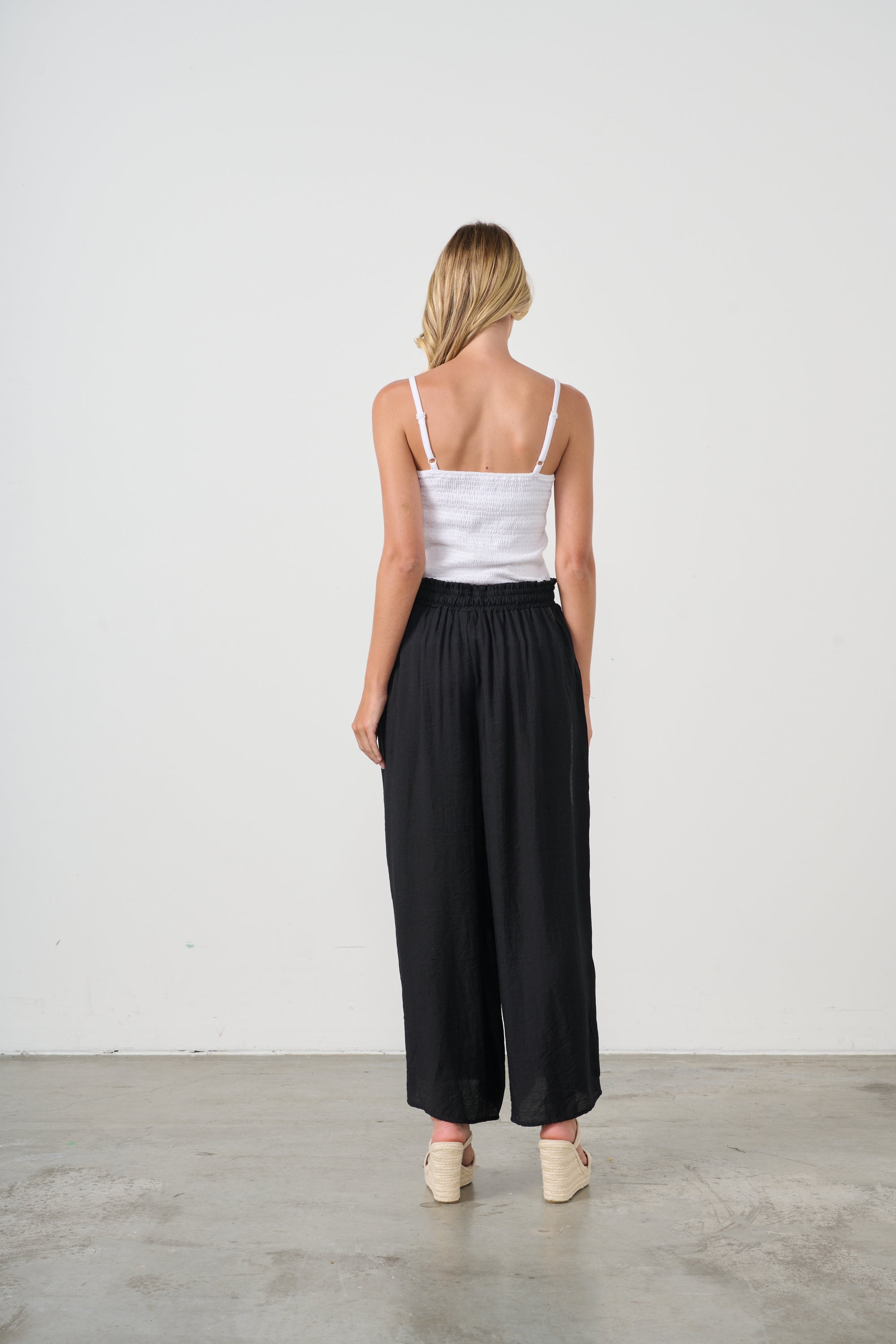 HOLMES & FALLON WIDE LEG PANTS -BLACK