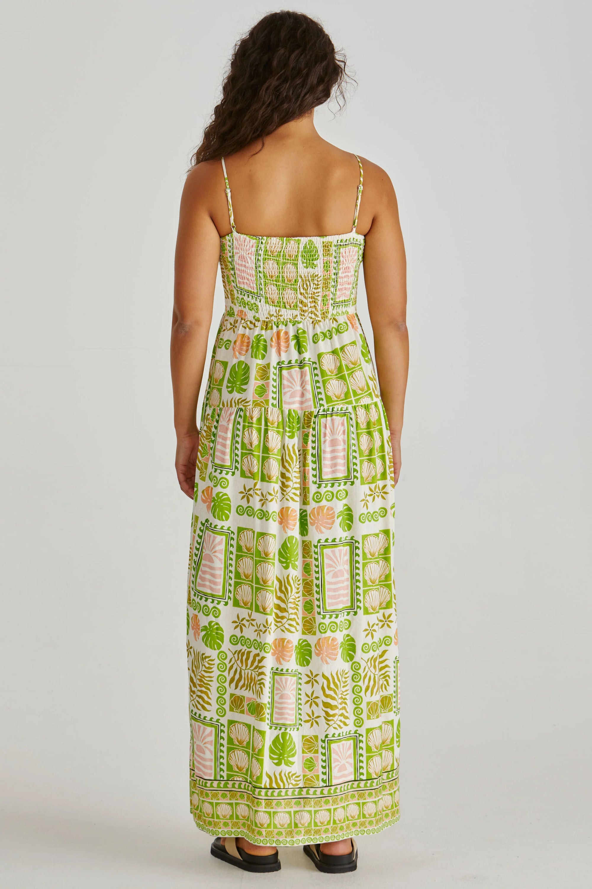 SASS EMMETT MAXI DRESS - GREEN SHELL PATCHWORK