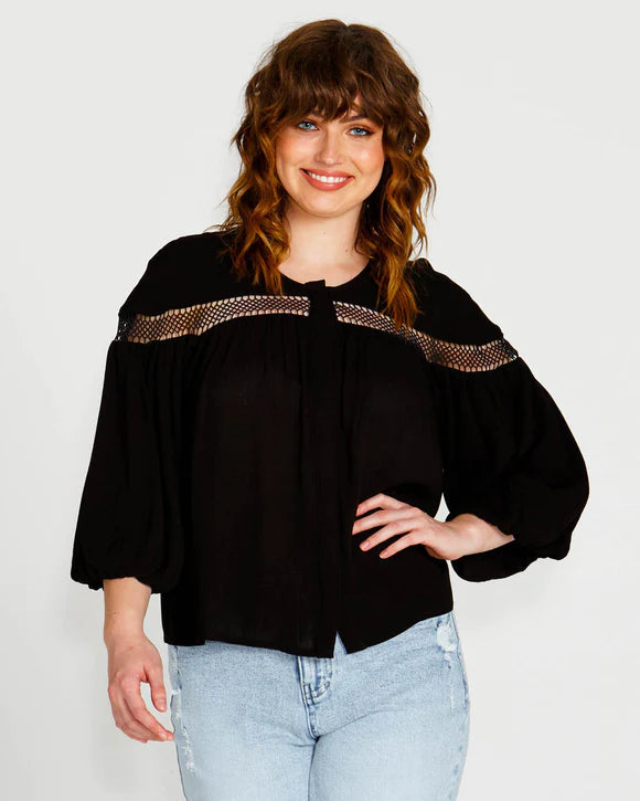 SASS RAVA BOHO 3/4 SLEEVE TOP - was $89.99.... sale now...