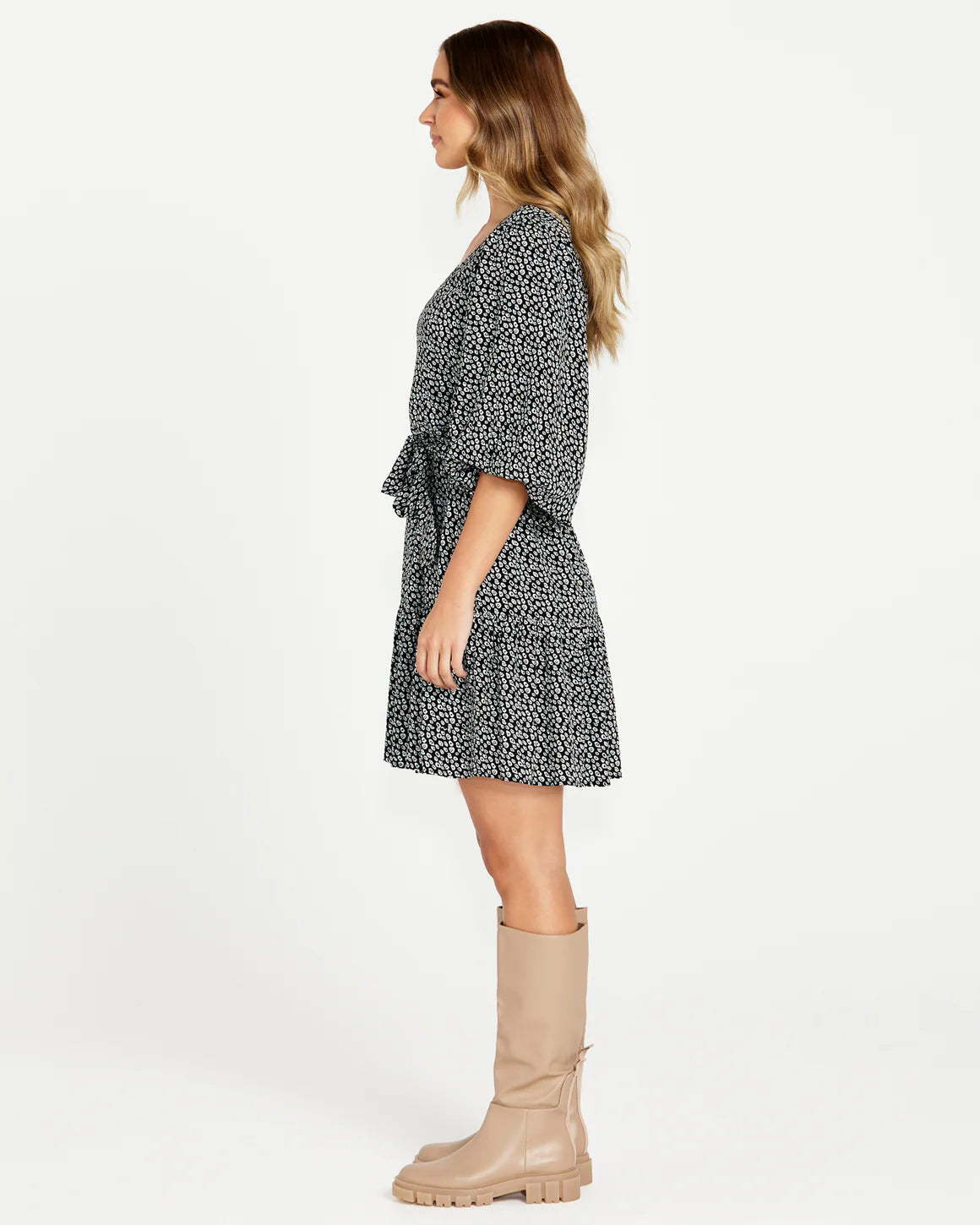 SASS NICOLETTE PUFF SLEEVE DRESS - BOHO ANIMAL