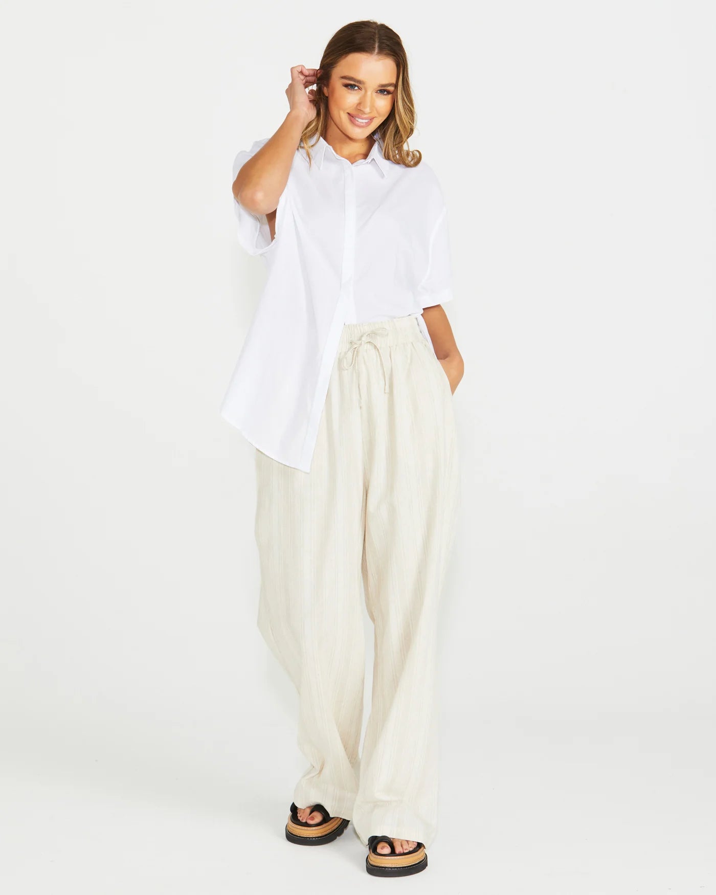 SASS ODELL PANT - NATURAL STRIPE