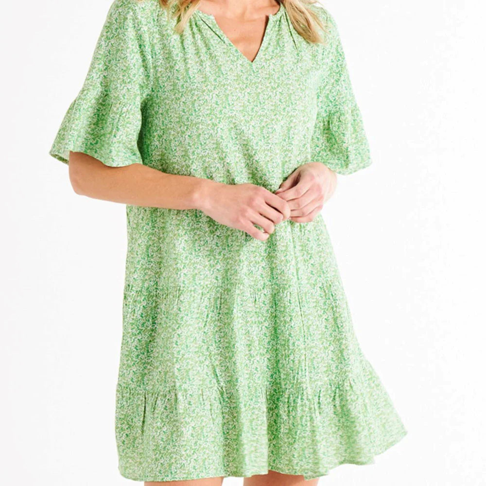 BETTY BASICS SALLY SUMMER DRESS - GREEN WILD ANIMAL PRINT Sale now .....