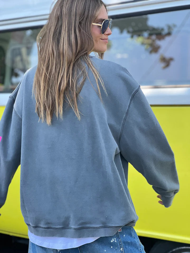 HAMMILL + CO VINTAGE HEART SWEAT - CHARCOAL