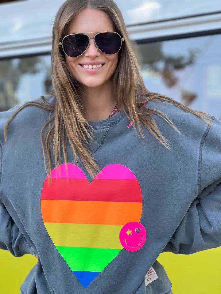 HAMMILL + CO VINTAGE HEART SWEAT - CHARCOAL