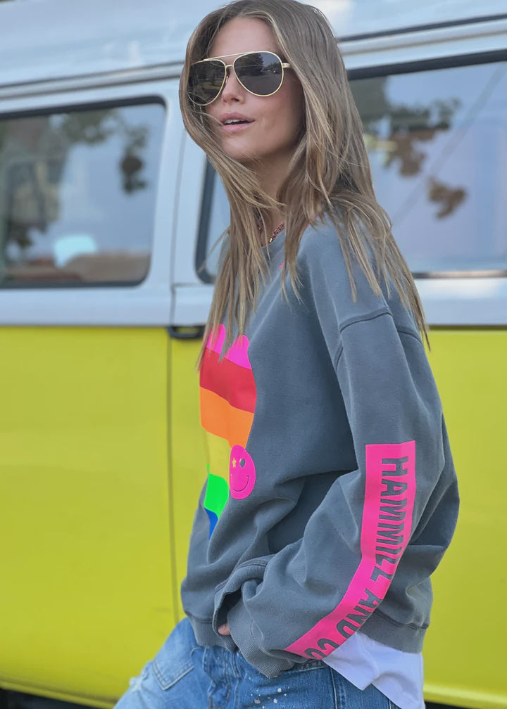 HAMMILL + CO VINTAGE HEART SWEAT - CHARCOAL