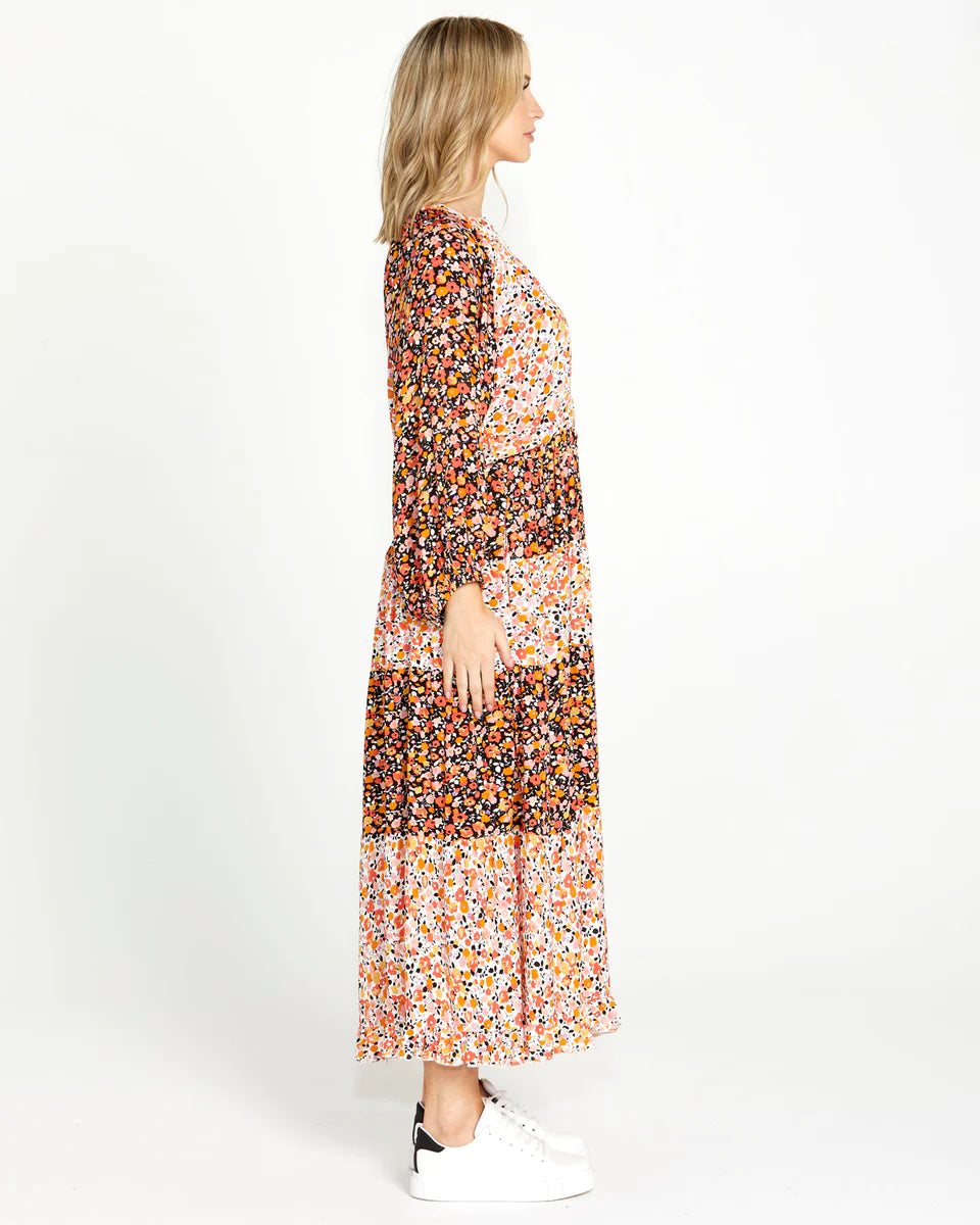 SASS JEMMA TIERED MAXI DRESS - MULTI DITSY SALE WAS $109.99.....NOW...