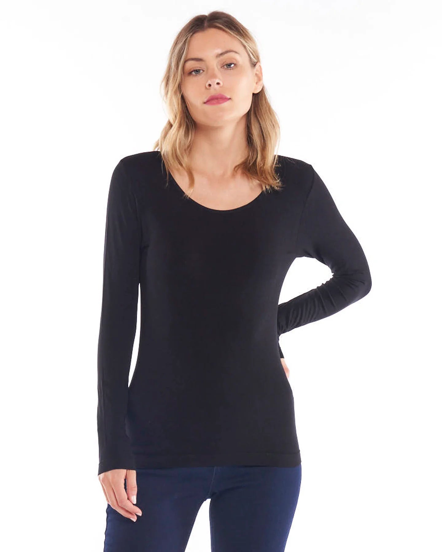 BETTY BASICS KELLI  LONG SLEEVE TOP - BLACK