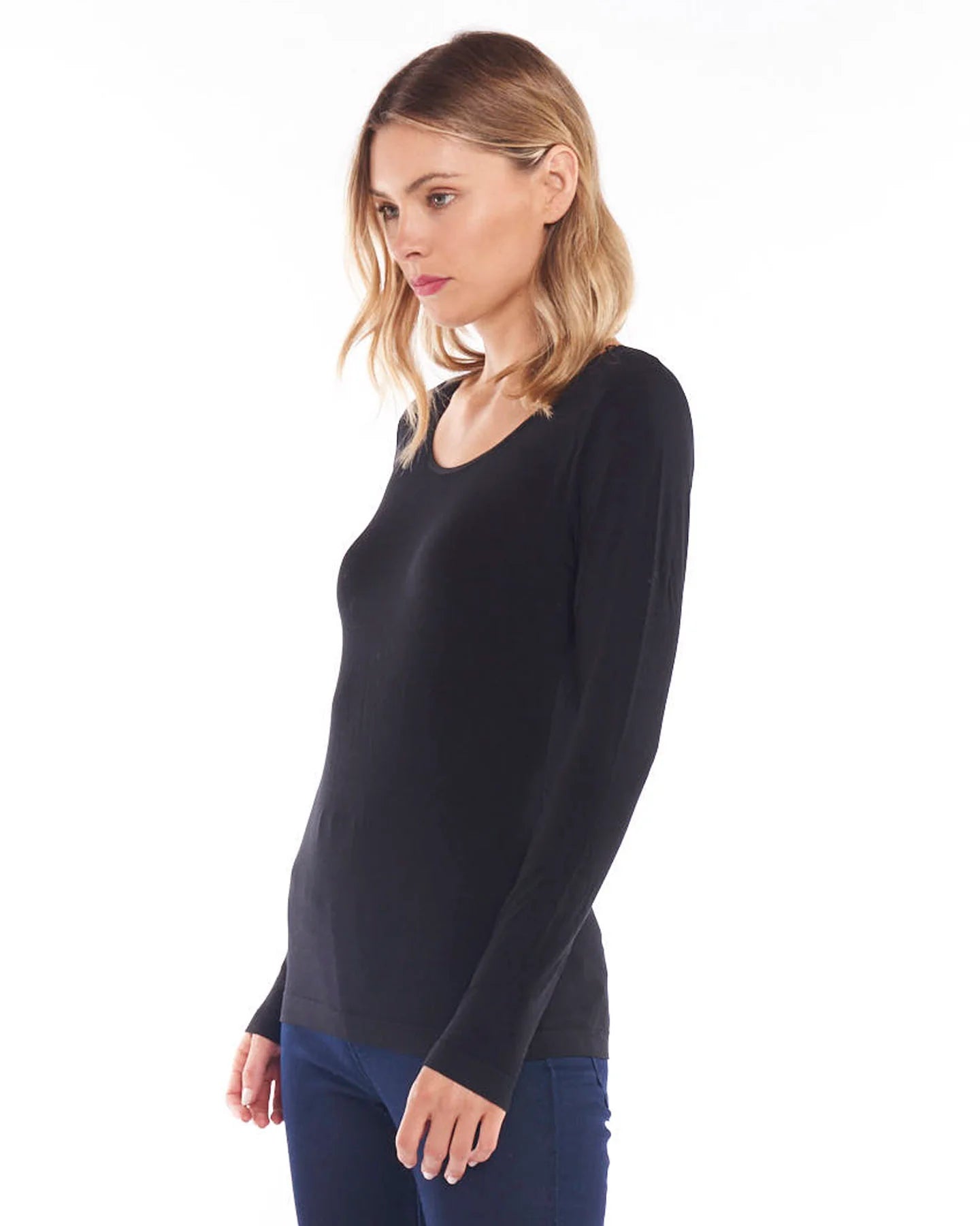 BETTY BASICS KELLI  LONG SLEEVE TOP - BLACK