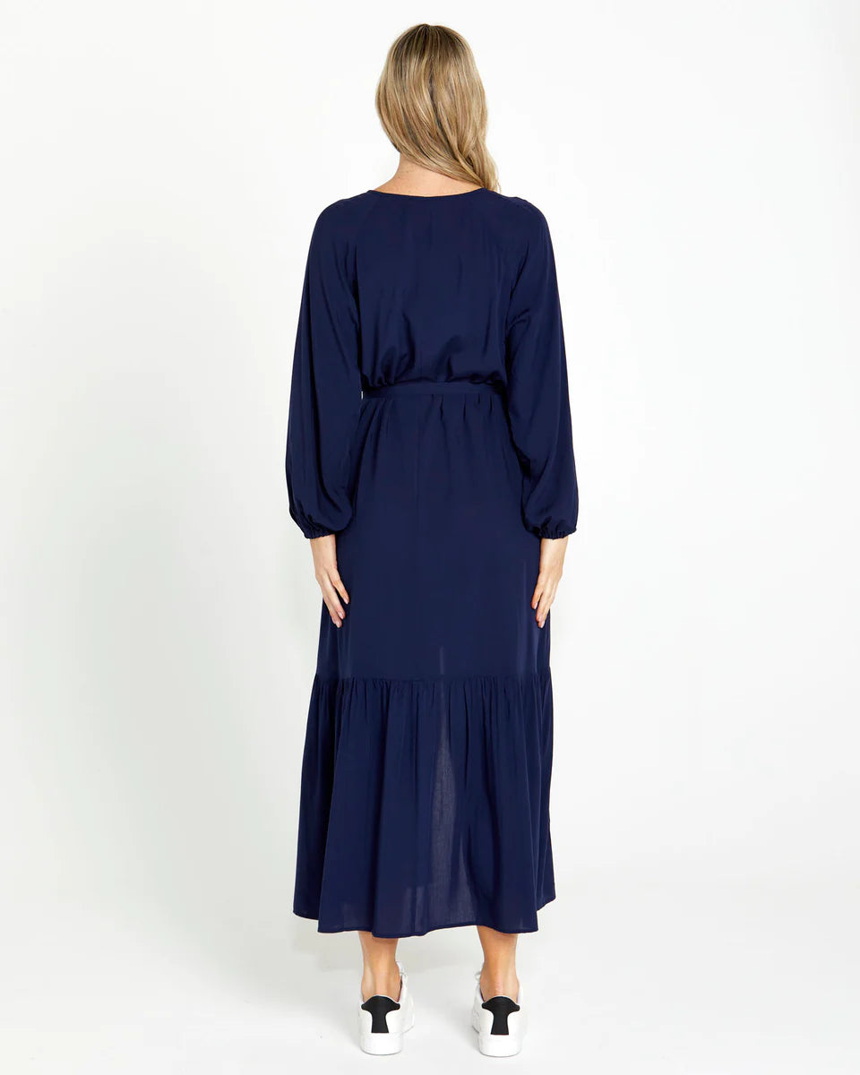 SASS BRIGITTE BALLOON SLEEVE MAXI DRESS - NAVY was $99.99..SALE NOW....