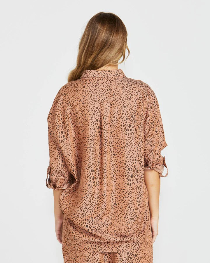 SASS DAVIE OVERSIZED SHIRT - SANDY TAN ANIMAL