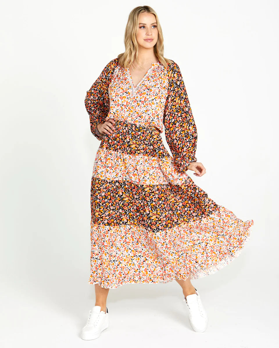 SASS JEMMA TIERED MAXI DRESS - MULTI DITSY SALE WAS $109.99.....NOW...