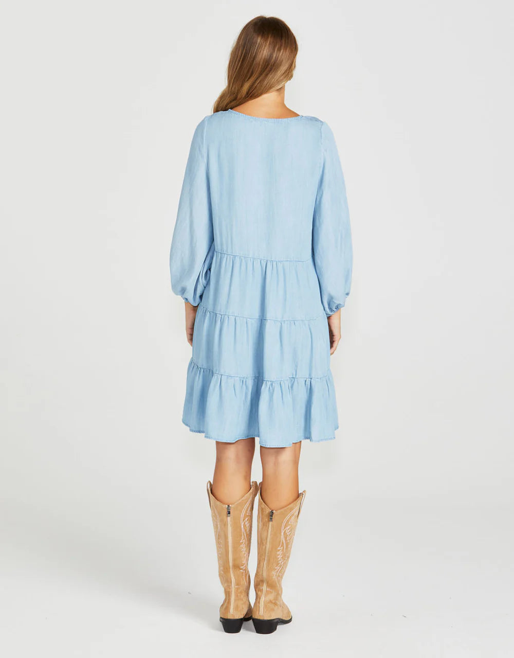 SASS DAVIE TIERED DTRESS - CHAMBRAY