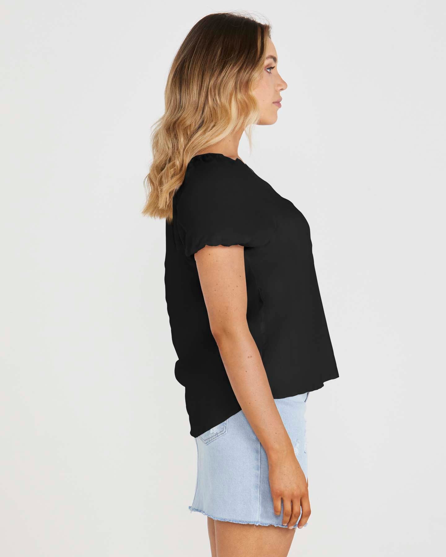 SASS ALINA PUFF SLEEVE TOP - BLACK