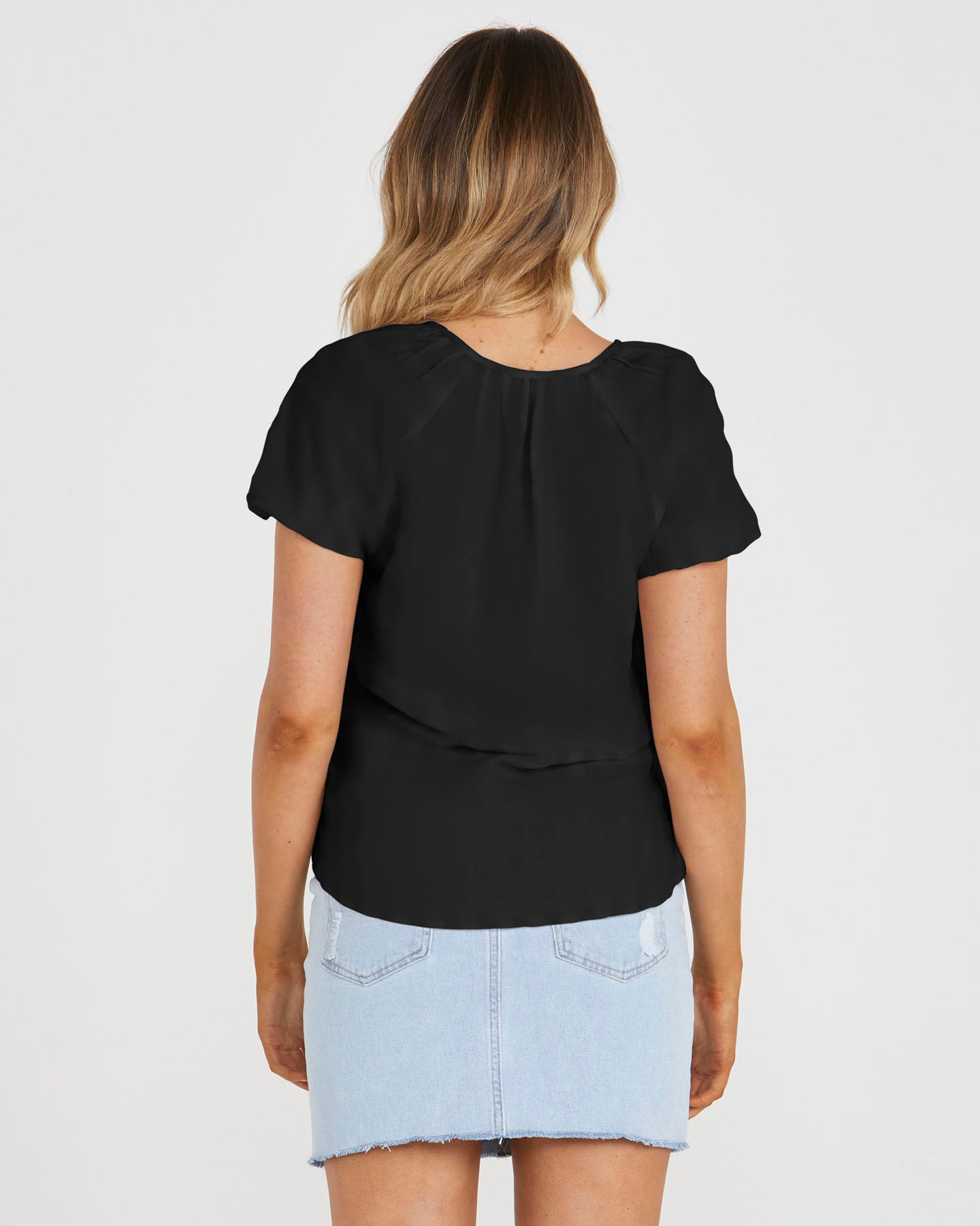 SASS ALINA PUFF SLEEVE TOP - BLACK