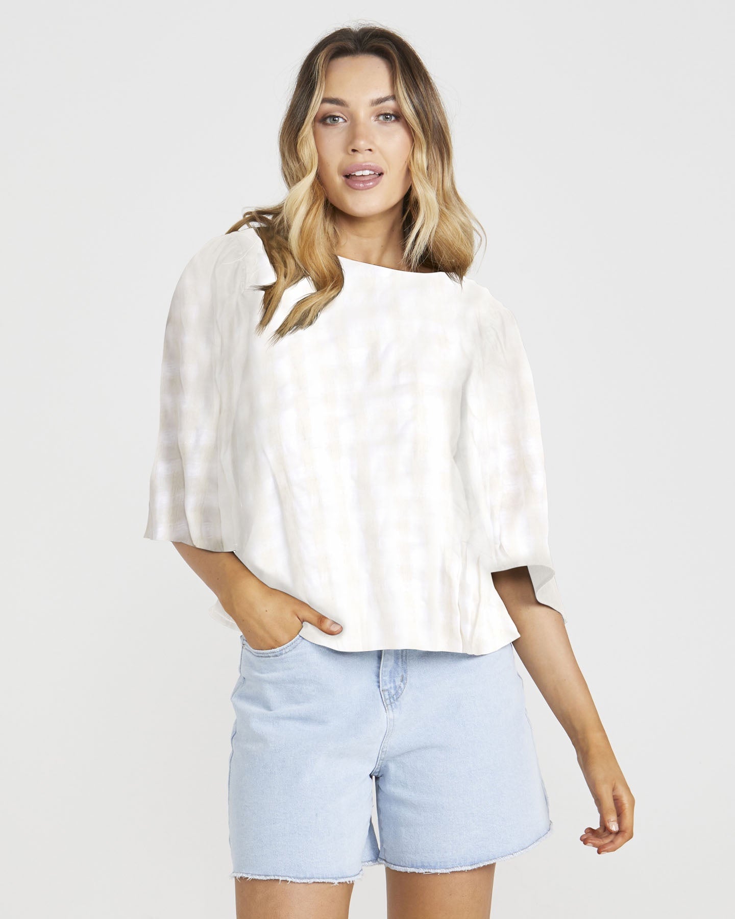 SASS ALINA REVERSIBLE TOP- NATURAL CHECK WAS $79.99 ...NOW...