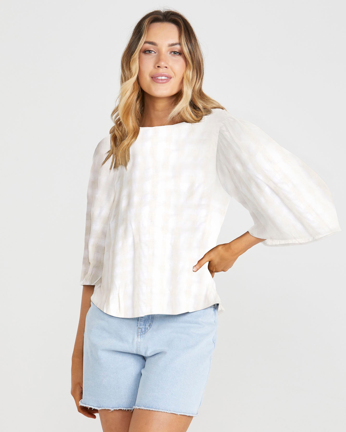 SASS ALINA REVERSIBLE TOP- NATURAL CHECK WAS $79.99 ...NOW...