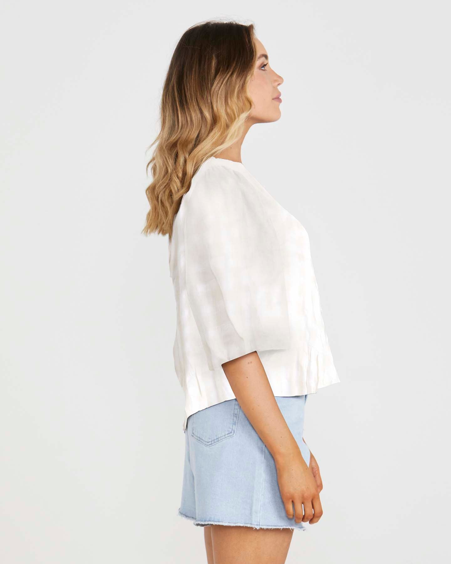 SASS ALINA REVERSIBLE TOP- NATURAL CHECK WAS $79.99 ...NOW...