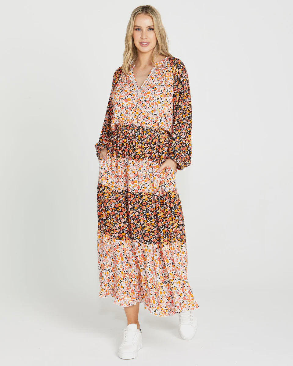 SASS JEMMA TIERED MAXI DRESS - MULTI DITSY SALE WAS $109.99.....NOW...