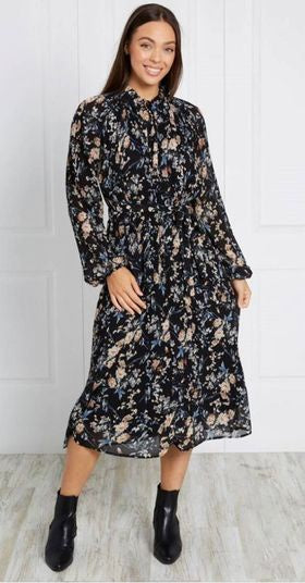 BLACK FLORAL MIDI DRESS was $109.00... sale now...