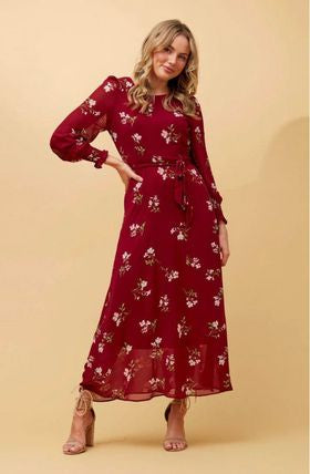 GEORGETTE WINE FLORAL MAXI was $109.00...now..