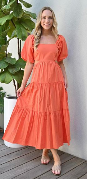 COTTON PEEP HOLE DRESS - MANDARIN<<<<SALE>>>>>