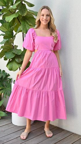 COTTON PEEP HOLE DRESS - PINK<<<<SALE>>>>>