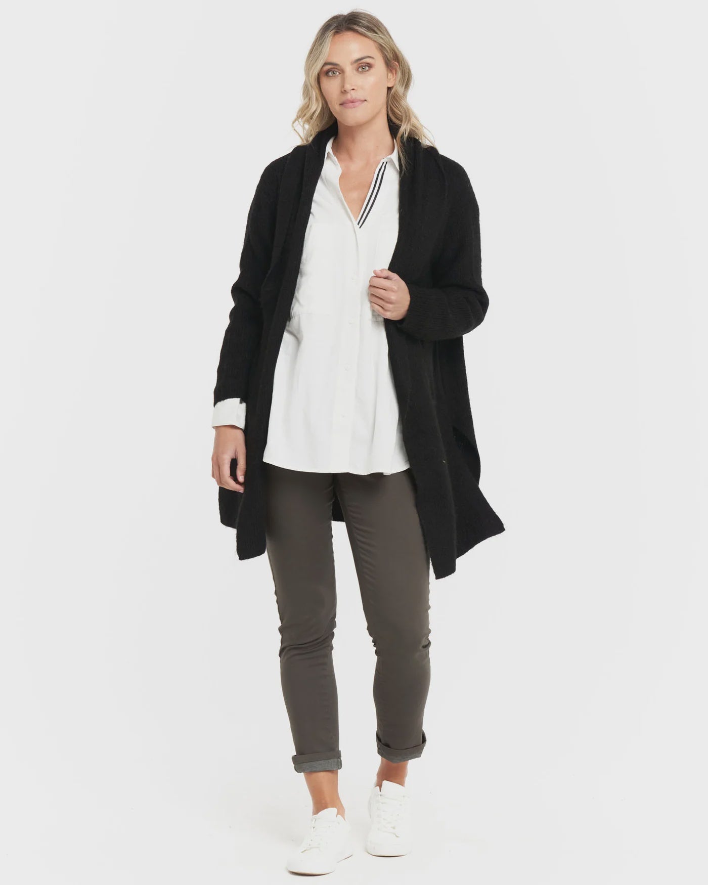 BETTY BASICS XIRENA LONG CARDIGAN - BLACK WAS $99.99 NOW.....