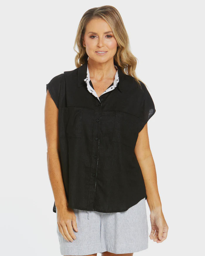 BETTY BASICS LUCILLE LINEN SHIRT-