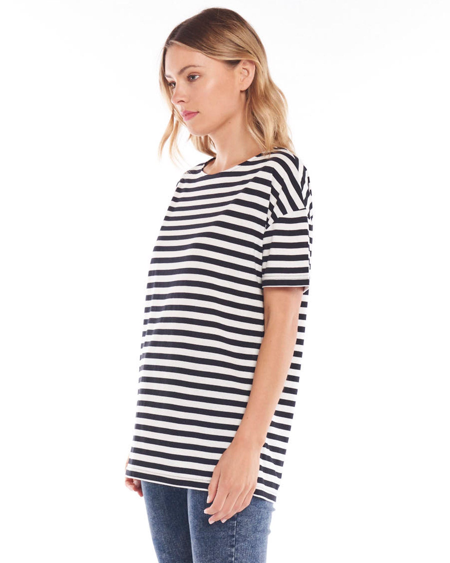 BETTY BASICS KATHY TEE -BLACK/WHITE STRIPE<<<<<SALE>>>>>>