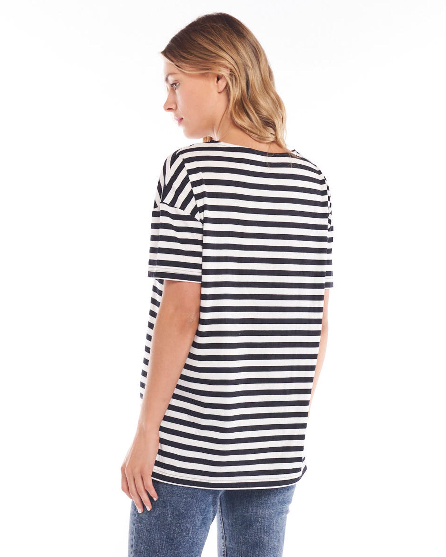 BETTY BASICS KATHY TEE -BLACK/WHITE STRIPE<<<<<SALE>>>>>>