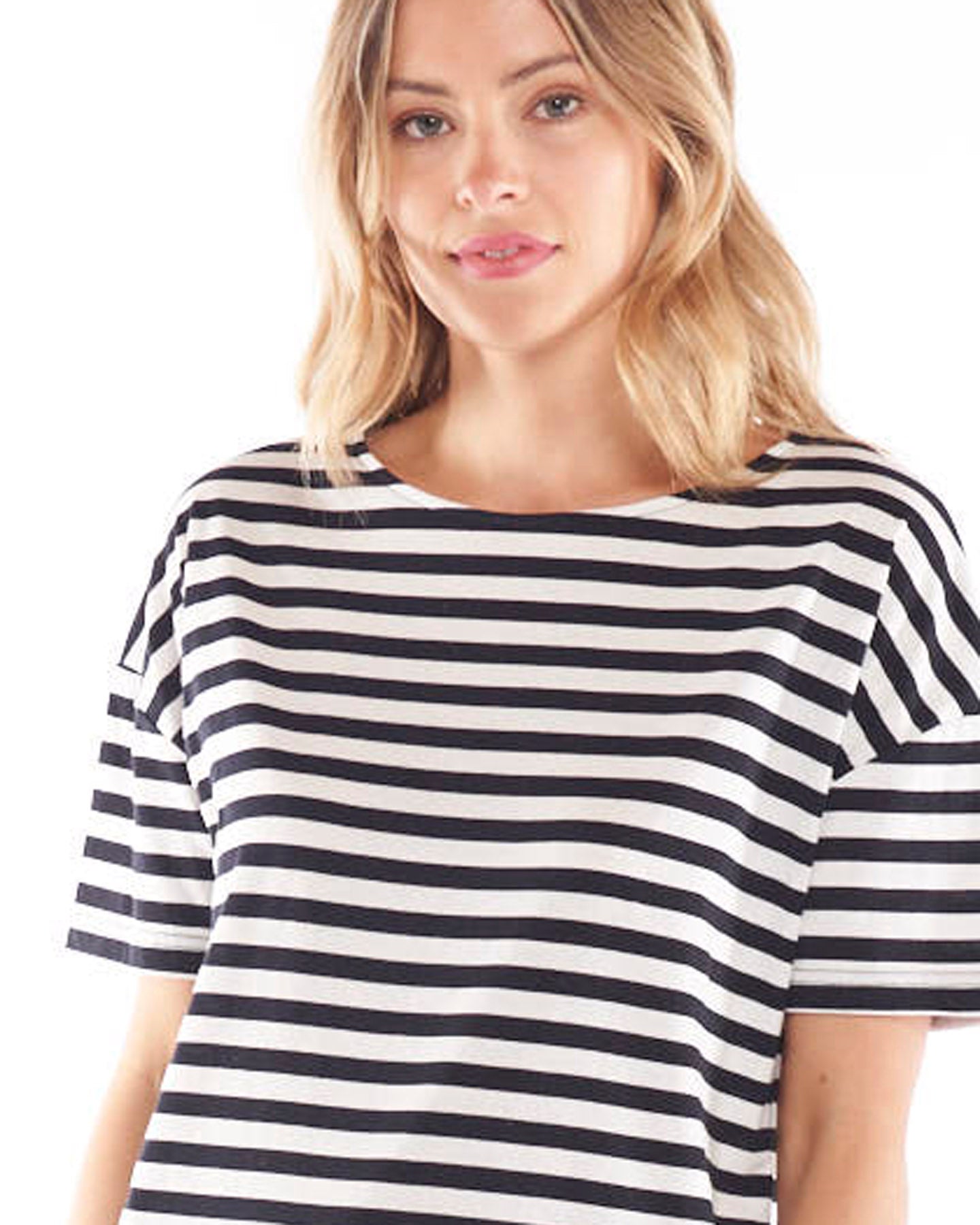 BETTY BASICS KATHY TEE -BLACK/WHITE STRIPE<<<<<SALE>>>>>>