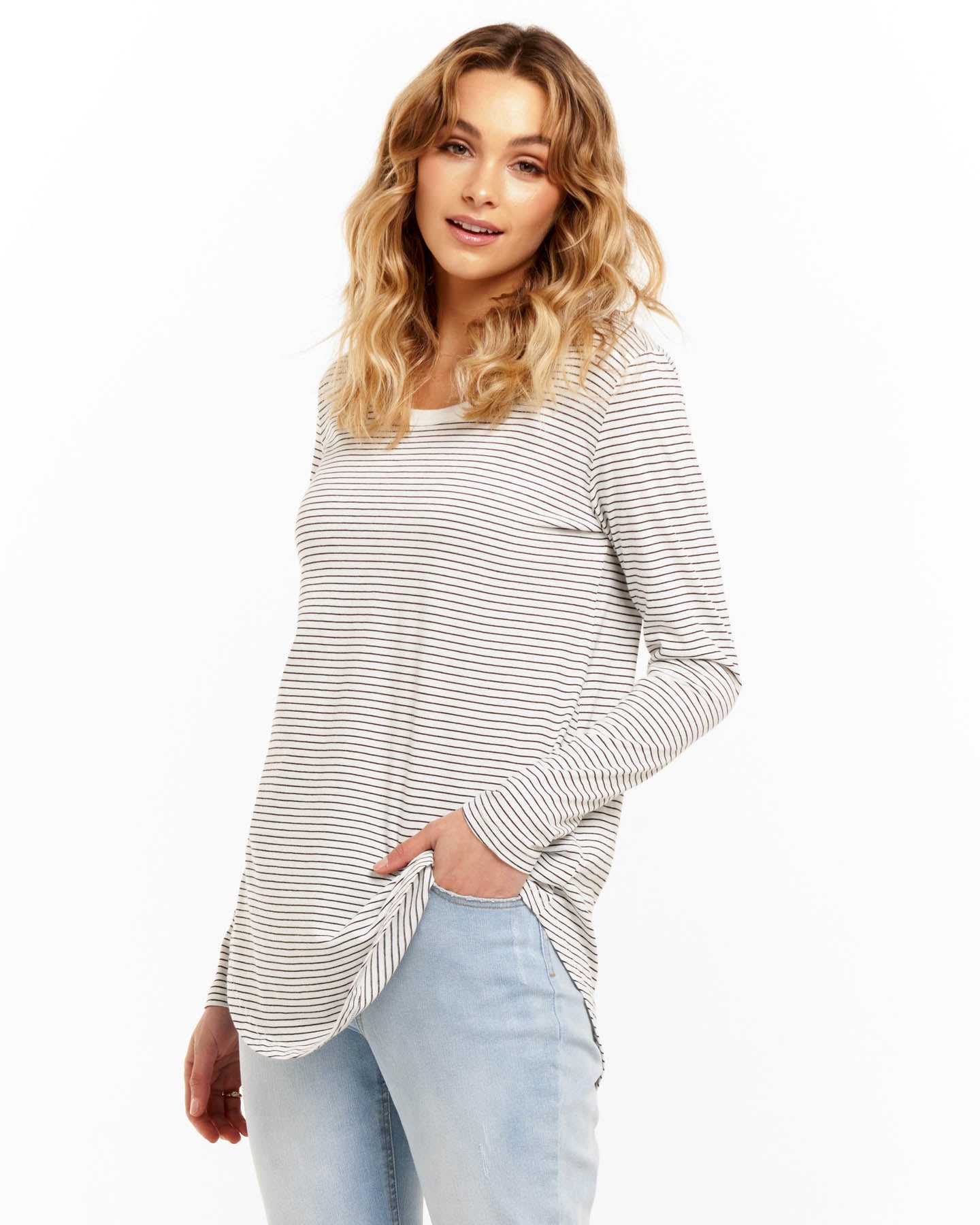 BETTY BASICS MEAGAN TOP - STRIPE- SALE NOW....