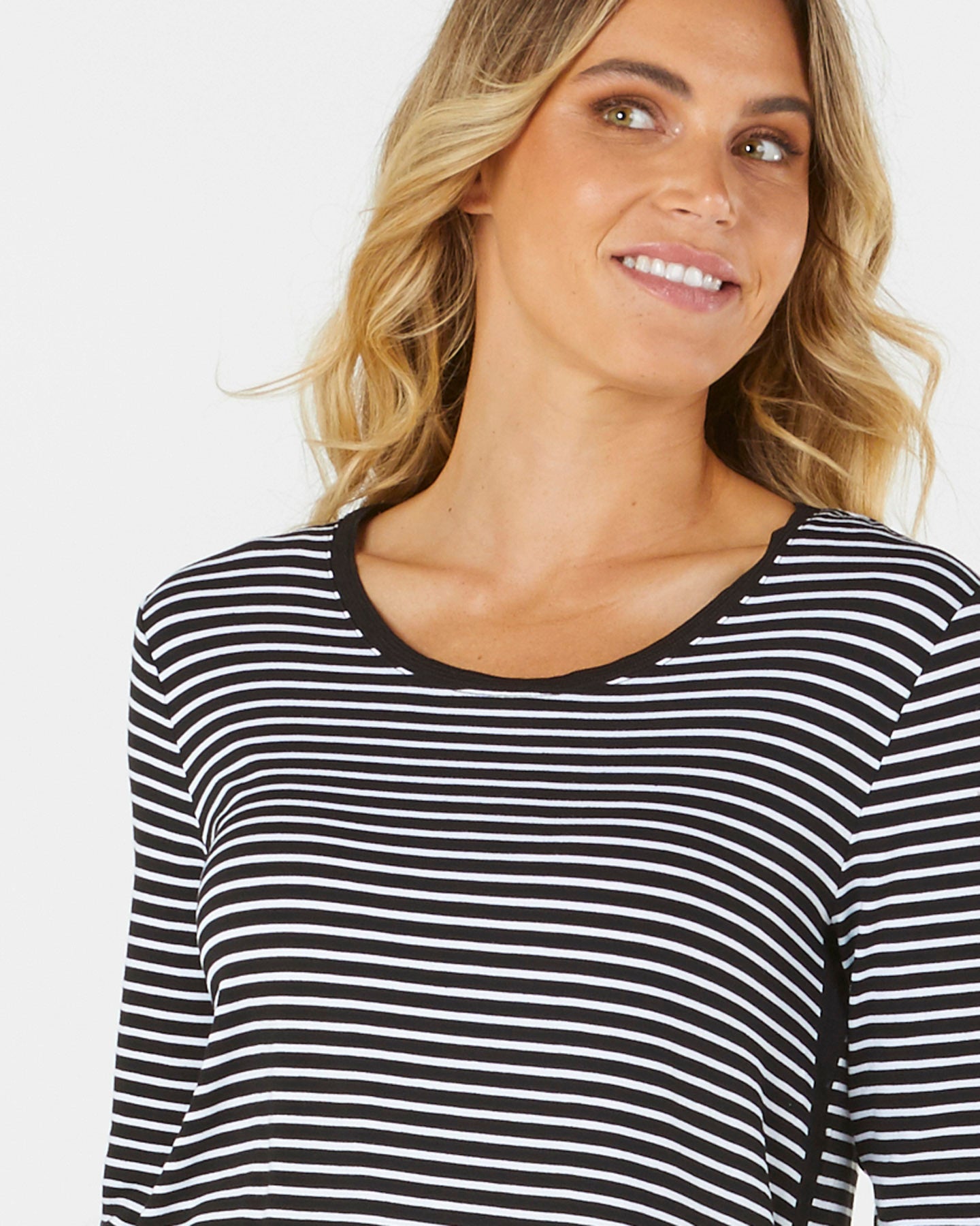 BETTY BASICS PERCY TOP - EBONY STRIPE