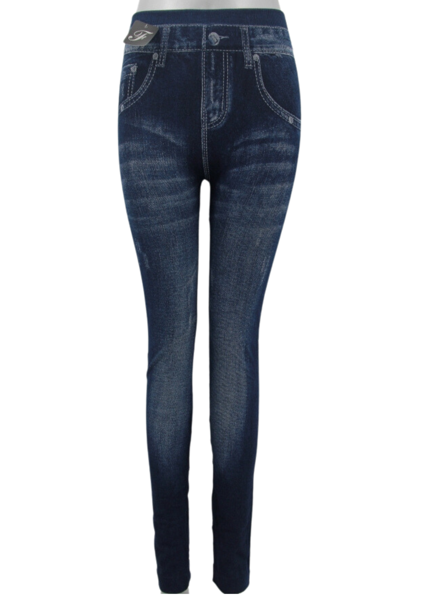 DENIM LOOK LEGGINGS - DISTRESSED