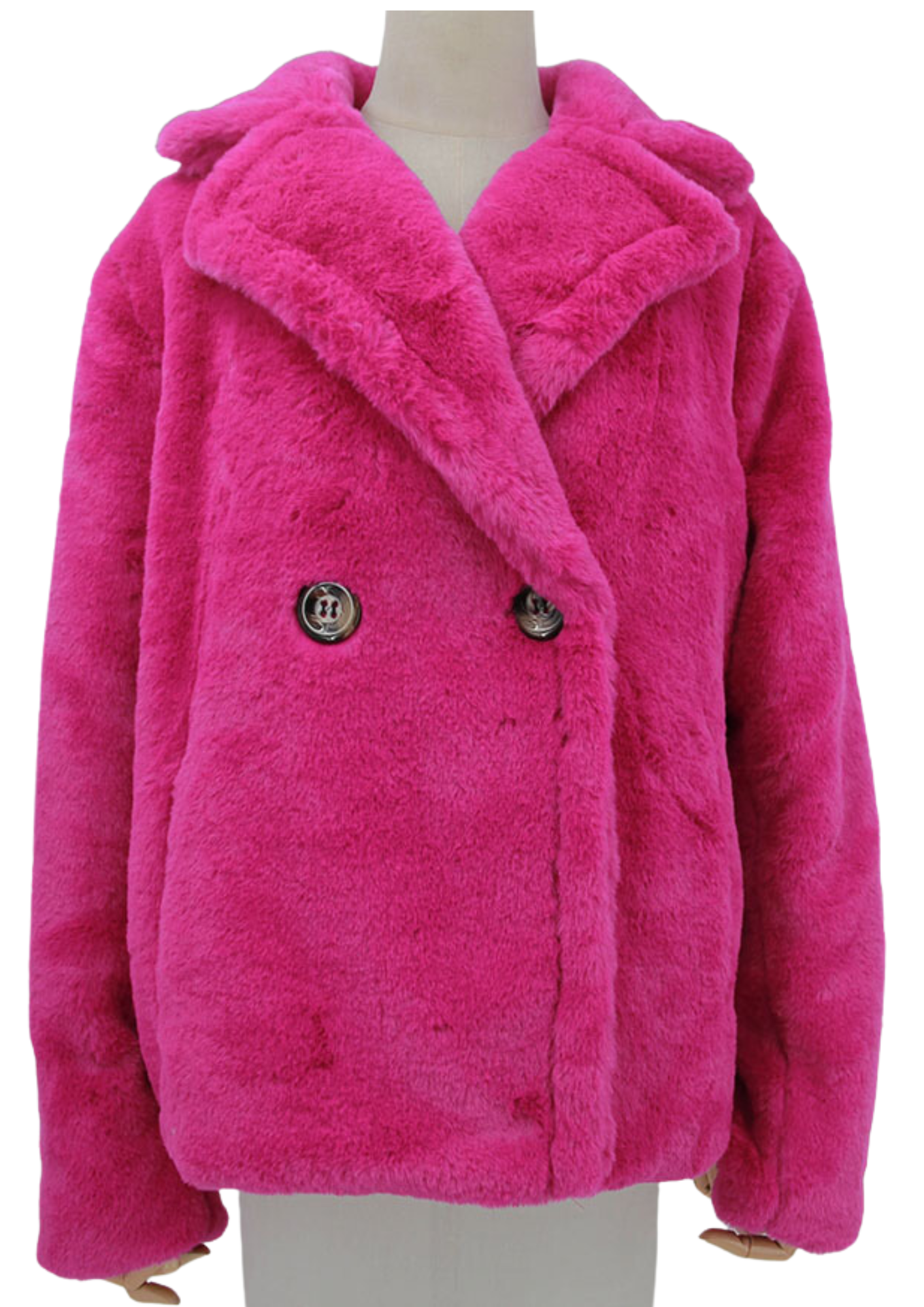 FAUX FUR 2 BUTTON COAT - MAGENTA WAS $109.... NOW...