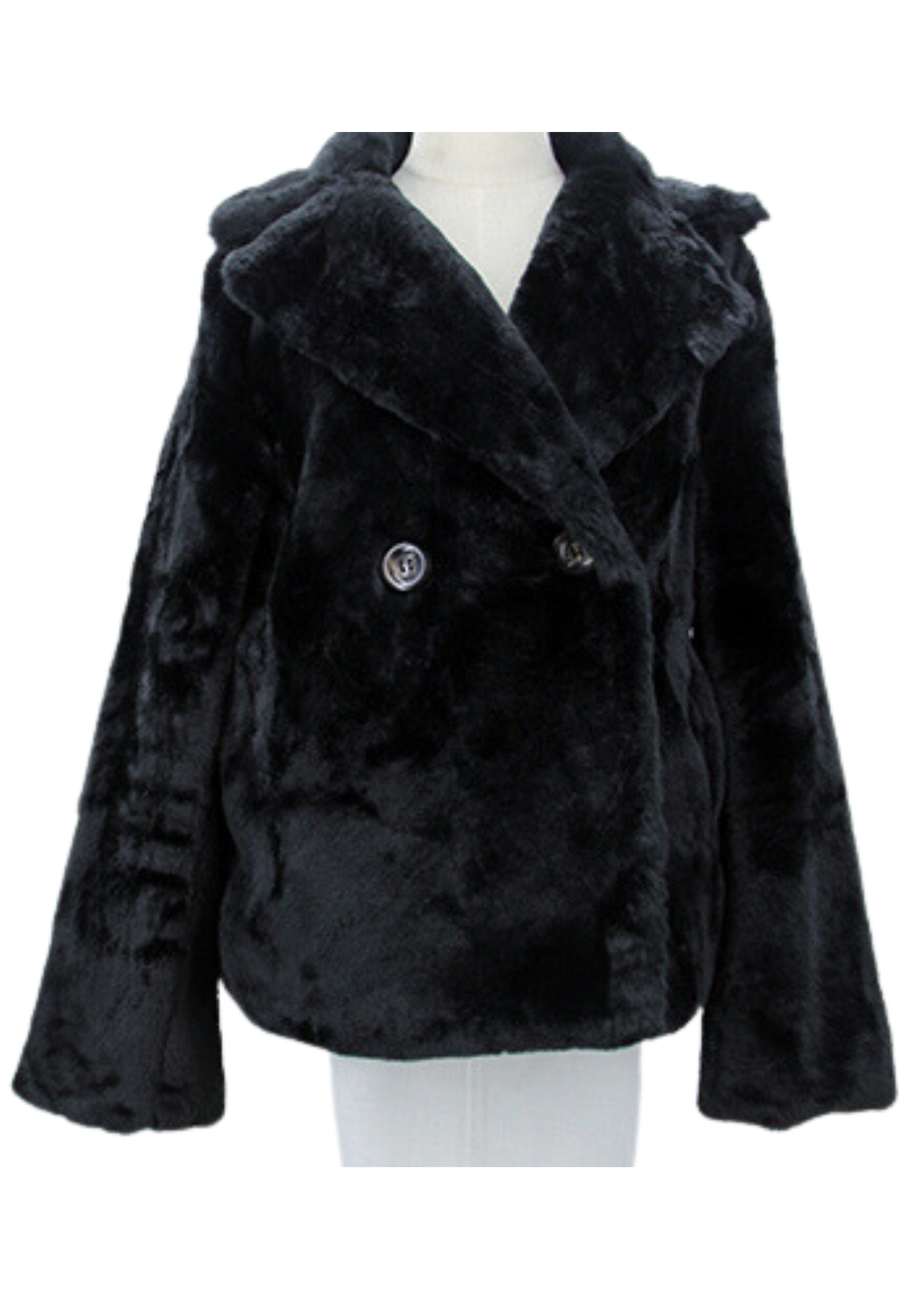 FAUX FUR 2 BUTTON COAT - BLACK - sale was 109.00 ....now...