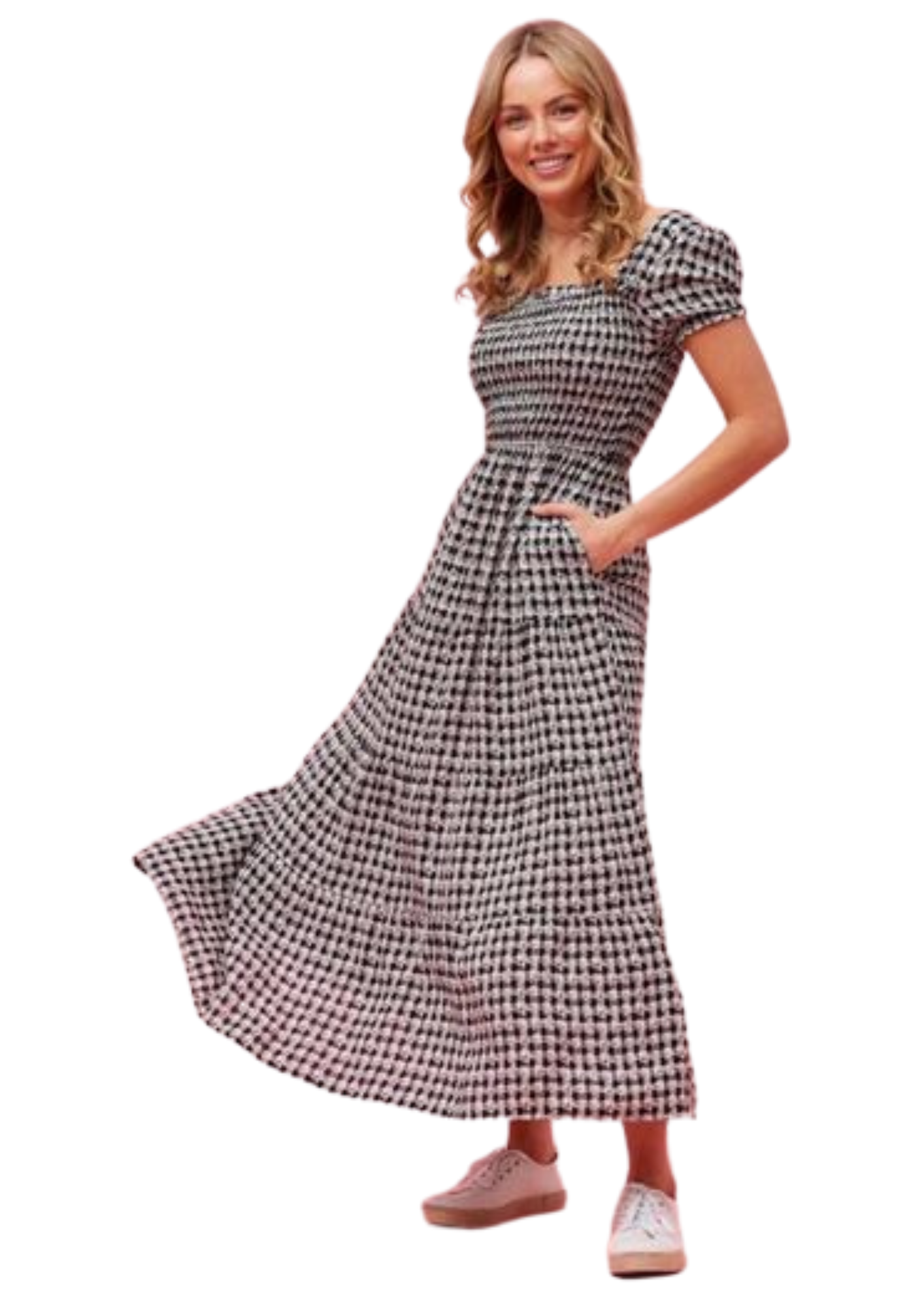 BLACK/WHITE CHECK MAXI DRESS was $99....now...