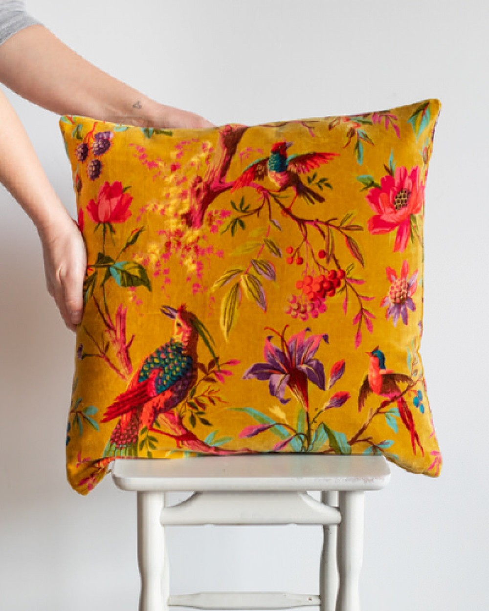 Bird of paradise outlet velvet cushion