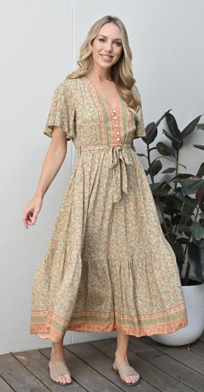 OLIVE / RUST PAISLEY MAXI