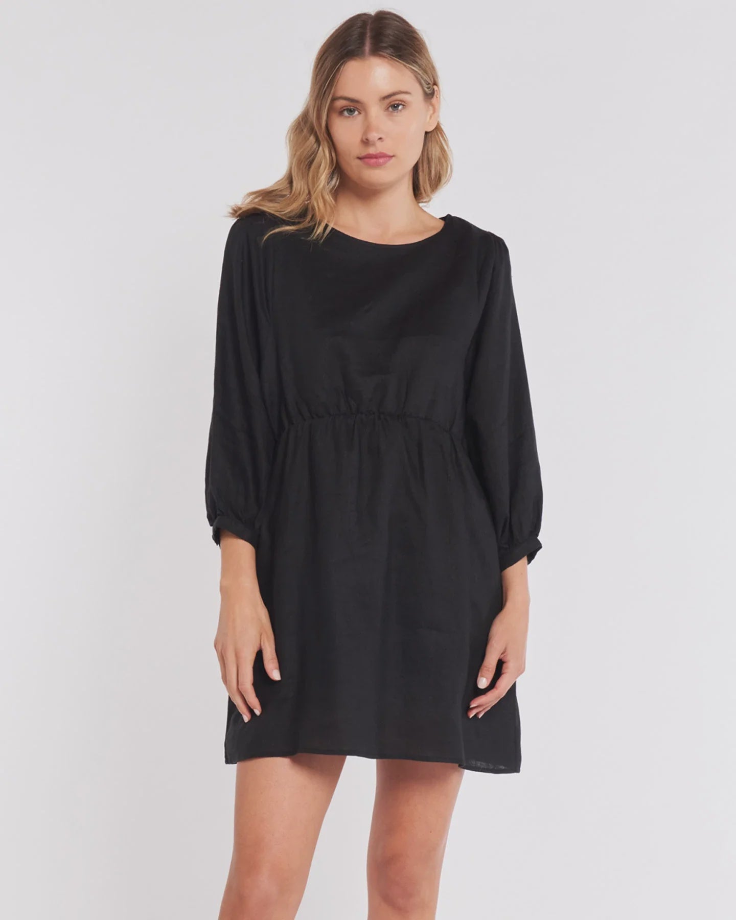 SASS KAISA DRESS - BLACK LINEN